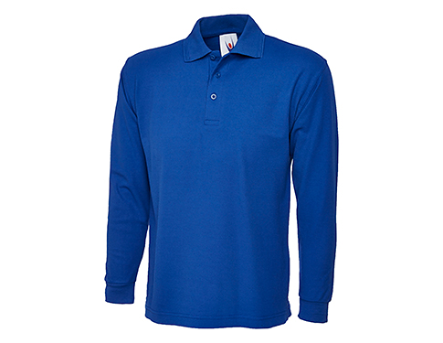 Uneek Long Sleeve Polo Shirts - Royal Blue