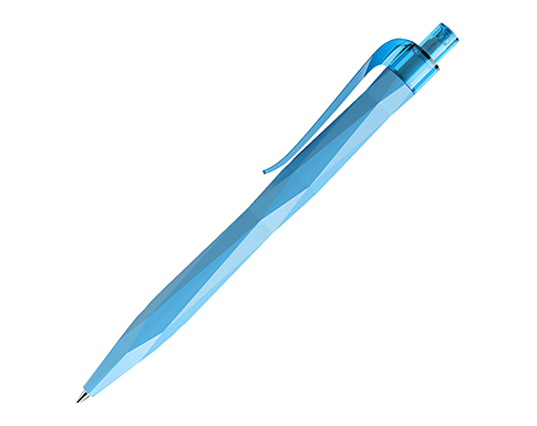 Prodir QS20 Peak Pen - Soft Touch - Transparent Clip - Cyan