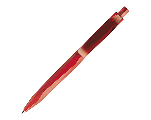 Prodir QS20 Peak Pen - Soft Touch - Transparent Clip - Red