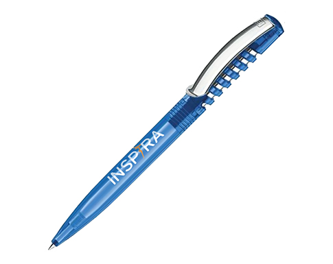 Senator New Spring Metal Clip Pens Clear - Process Blue
