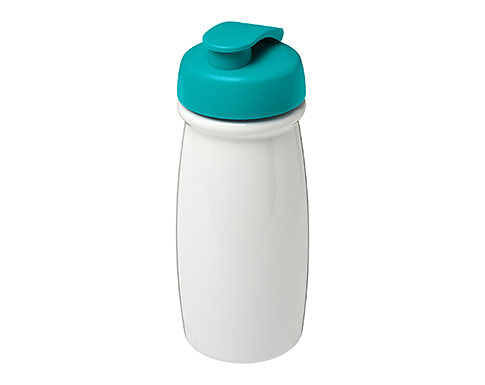 H20 Splash 600ml Flip Top Water Bottles - White / Turquoise