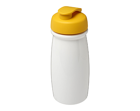 H20 Splash 600ml Flip Top Water Bottles - White / Yellow