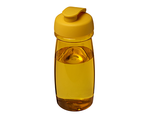 H20 Splash 600ml Flip Top Water Bottles - Trans Yellow