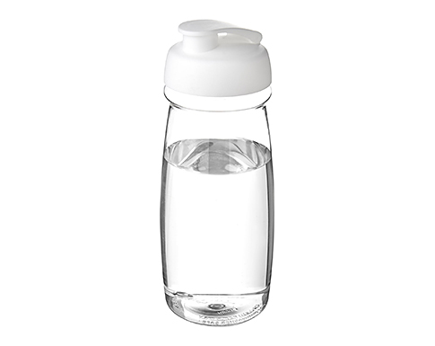 H20 Splash 600ml Flip Top Water Bottles - Clear / White