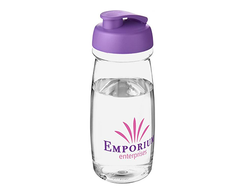 H20 Splash 600ml Flip Top Water Bottles - Clear / Purple