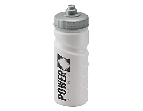 Biodegradable Contour Grip 500ml Sports Bottles - Valve Cap - Silver