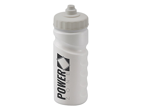 Biodegradable Contour Grip 500ml Sports Bottles - Valve Cap - White