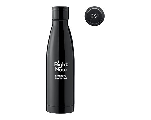Noir 500ml LED Thermometer Stainless Steel Vacuum Bottles - Black