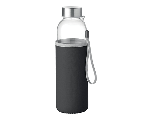 Cologne Glass Drinking Bottle With Neoprene Pouch - Black
