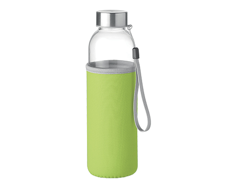 Cologne Glass Drinking Bottle With Neoprene Pouch - Lime