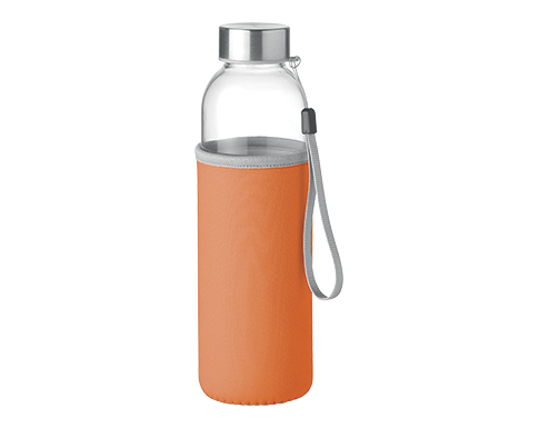 Cologne Glass Drinking Bottle With Neoprene Pouch - Orange