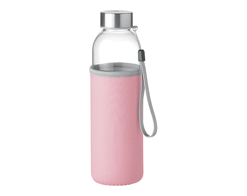 Cologne Glass Drinking Bottle With Neoprene Pouch - Pink