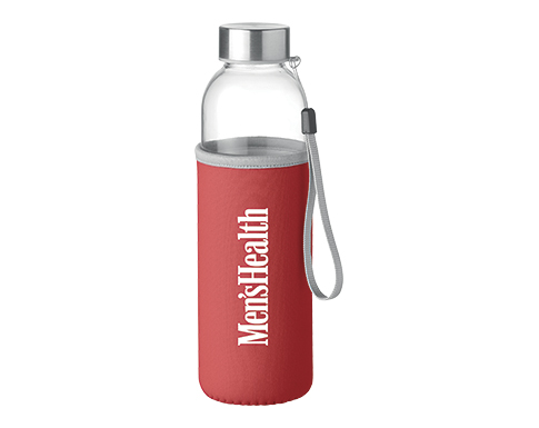 Cologne Glass Drinking Bottle With Neoprene Pouch - Red
