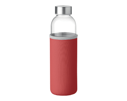 Cologne Glass Drinking Bottle With Neoprene Pouch - Red
