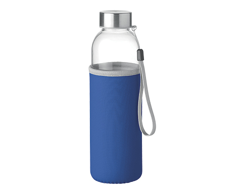 Cologne Glass Drinking Bottle With Neoprene Pouch - Royal Blue