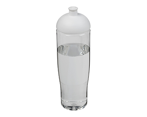 H20 Marathon 700ml Domed Top Sports Bottles - Clear / White