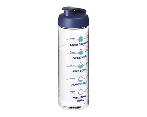 H20 Mist 850ml Flip Top Sports Bottles - Clear / Blue