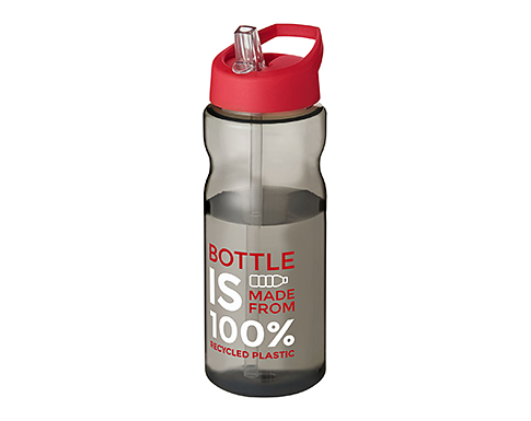 H20 Impact 650ml Spout Lid Eco Water Bottles - Trans Charcoal / Red
