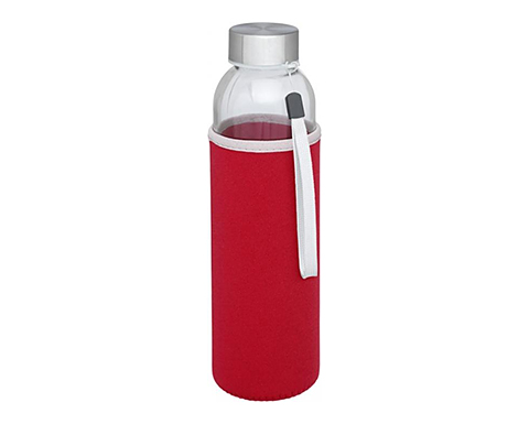 Bergen 500ml Glass Bottles With Pouch - Red