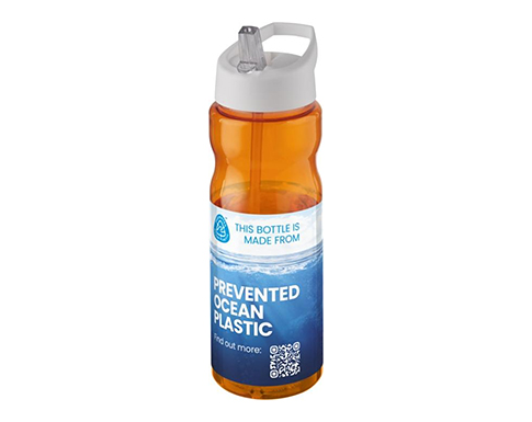 H20 Impact 650ml Spout Lid Eco Water Bottles - Trans Orange / White