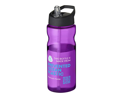H20 Impact 650ml Spout Lid Eco Water Bottles - Trans Purple / Black