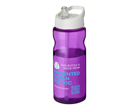 H20 Impact 650ml Spout Lid Eco Water Bottles - Trans Purple / White
