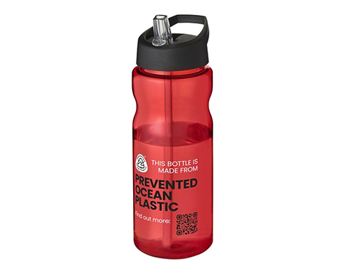 H20 Impact 650ml Spout Lid Eco Water Bottles - Trans Red / Black