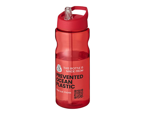 H20 Impact 650ml Spout Lid Eco Water Bottles - Trans Red