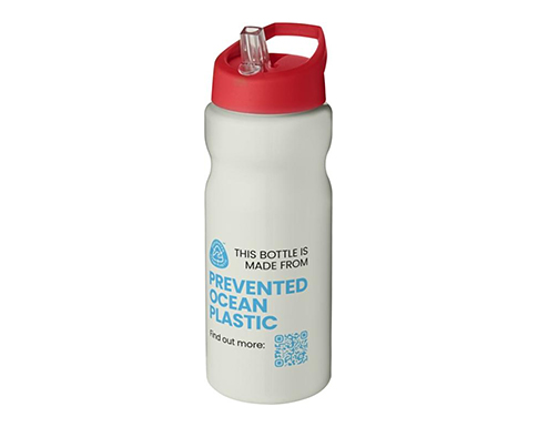 H20 Impact 650ml Spout Lid Eco Water Bottles - White / Red
