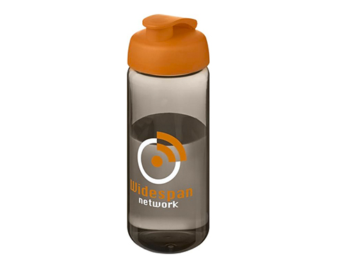 H20 Atlantic Tritan 600ml Flip Top Sports Bottles - Charcoal / Orange