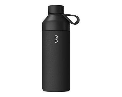 Big Ocean Bottle 1 Litre Recycled Vacuum Insulated Water Bottle - Black
