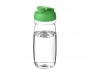 H20 Splash 600ml Flip Top Water Bottles - Clear / Green