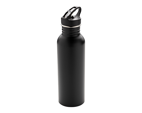 Poseidon Full Colour 710ml Stainless Steel Fitness Bottles - Black