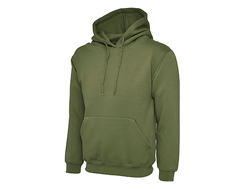 Uneek Classic Hooded Sweatshirts - Military Green
