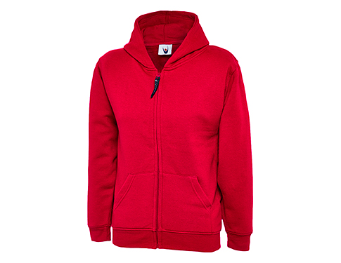 Uneek Children's Classic Full Zipped Sweatshirts - Red