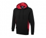 Uneek Two Tone Hooded Sweatshirts - Black / Red