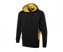 Uneek Two Tone Hooded Sweatshirts - Black / Yellow