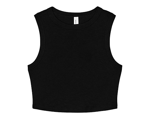 Bella+Canvas Womens Micro Rib Muscle Cropped Vests - Black