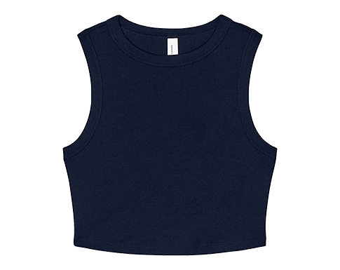 Bella+Canvas Womens Micro Rib Muscle Cropped Vests - Navy