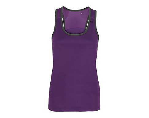 Womens TriDi Panelled Fitness Vests - Purple / Charcoal