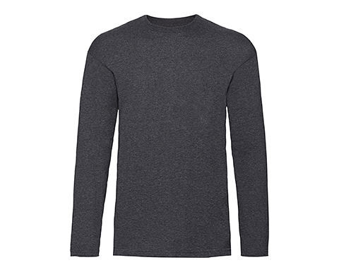 Fruit Of The Loom Long Sleeved Value Weight T-Shirts - Dark Heather Grey