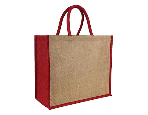 Juniper Natural Jute Tote Bags - Red