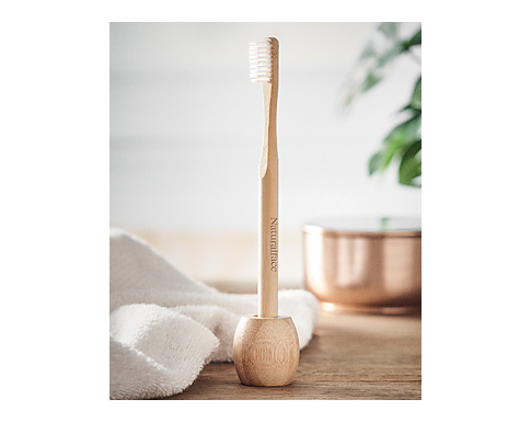 Algarve Bamboo Toothbrush & Holder - Natural