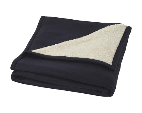 K2 Sherpa Soft Fleece Plaid Blankets - Navy/Natural