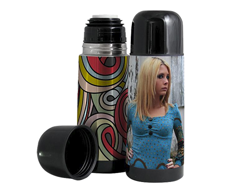 Seattle 350ml Stainless Steel Photo Flasks - Silver