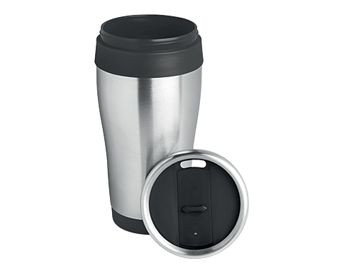 Newark 455ml Double Wall Stainless Steel Travel Mugs - Silver