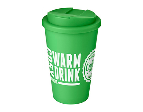 Classic Americano 350ml Take Away Mugs With Spill Proof Lid - Green
