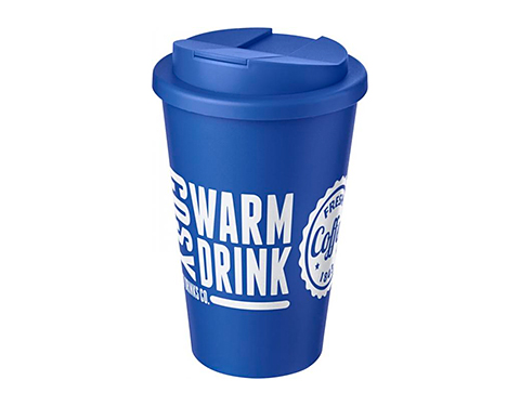 Classic Americano 350ml Take Away Mugs With Spill Proof Lid - Mid Blue
