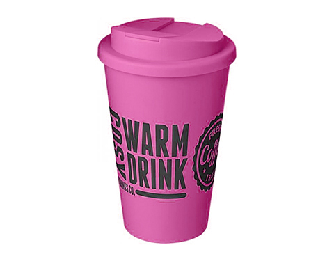 Classic Americano 350ml Take Away Mugs With Spill Proof Lid - Pink