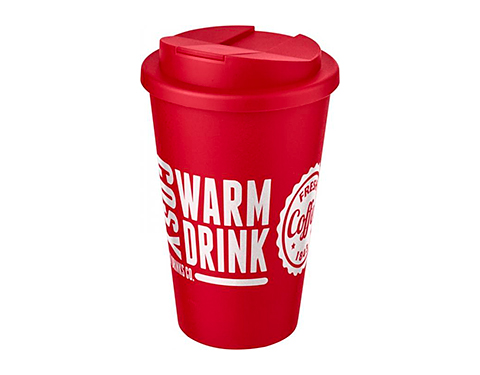 Classic Americano 350ml Take Away Mugs With Spill Proof Lid - Red